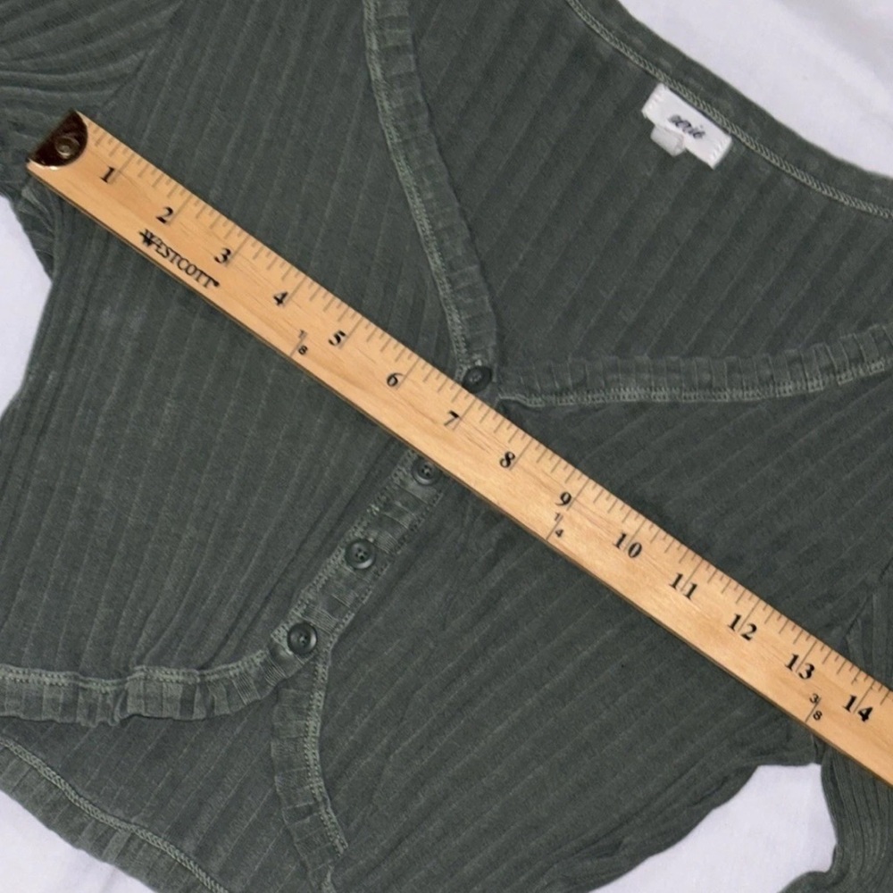 Aerie Ribbed Olive Cardigan - Picture 6 of 9